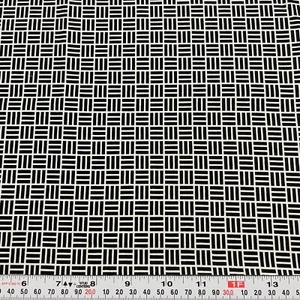 Basket Weave Faye Burgos Marcus Fabrics Black & White Cotton Remnant 9" x 43" - Picture 1 of 2