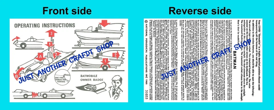 Corgi Spielzeug GS 3 Batman Batmobile Rot Räder Geschenkbox Anleitung Prospekt - Bild 1 von 1