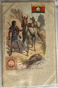 BOLIVIA 1800'S STAMP ON STAMP ON POSTCARD STAMPS ON STAMPS -P17693 - Picture 1 of 1