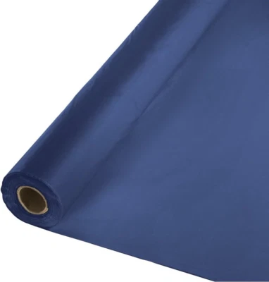 Cubierta de mesa de plástico enrollable, 100 pies, azul marino Foto 1 de 4
