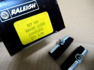 Raleigh Bicycle Rod Brake Pads shoes pair w/Chrome Holders Long 62mm  NOS - Picture 1 of 4