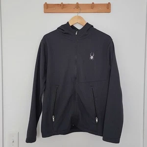 Spyder Transform Black Hooded Soft Shell Jacket Full Zip Mens Size Medium - Picture 1 of 8