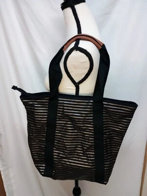 Bolso de Mano Bath & Body Works Negro Dorado Rayas Brillo Foto 1 de 2