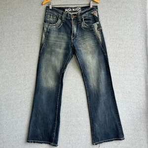 Mish Mash Jeans Mens Sz 30R Mid Blue Distressed Bootcut Utility Denim Casual - Picture 1 of 16