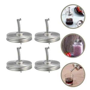 4pz Dispenser Barattolo Mason Ugello Acciaio Inox Beccuccio Impermeabile Coperchio di Ricambio - Foto 1 di 10