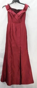 Alfred Sung D760 Burgundy Red Off Shoulder Satin Twill Dress Womens Size 0R NWOT - Picture 1 of 6