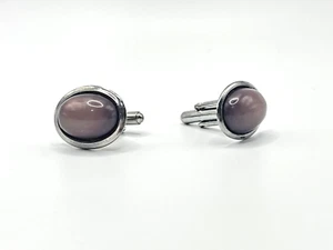 Silver-Plated Gradient Purple Gemstone Vintage Cufflinks - Picture 1 of 5