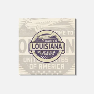 Louisiana USA State Retro 4" x 4" Quadratische Holzuntersetzer - Bild 1 von 3