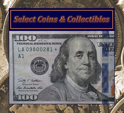 Series 2009A US One Hundred Dollar Bill Star Note $100 Boston LA 09800281 * - Image 1 of 4