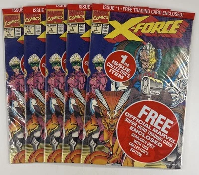 XForce 1 Set - All 5 NM 9.4 Comic Books w Trading Cards Negative UPC Variants - Image 1 of 2