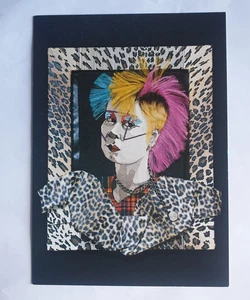 VINTAGE Girl Punk Postcard Tapestry Woven Portrait By Canace Bahouth 1981 - Picture 1 of 3