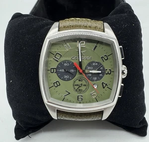 Reloj de pulsera Carrera vintage para hombre CW55781.103041 correa de despliegue de cuero verde - Imagen 1 de 24