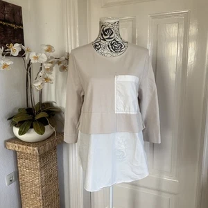 COS Damen Oberteil Gr S Bluse Und Pullover Beige Weiß Oversized Top Design - Bild 1 von 16