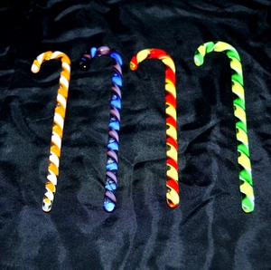 4 bastoncini swizzle in vetro artistico CANDY CANE agitatori bevande cocktail stoviglie 5,5 pollici - Foto 1 di 3