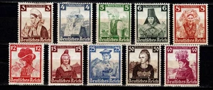 Deutsches Reich 1935 Mi 588-597 Volkstrachten MH * - Bild 1 von 1