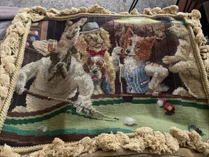 "Funda de almohada French Country punta de aguja perro jugando piscina funda de cojín 14x18""" - Imagen 1 de 7