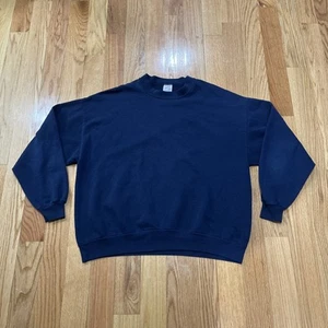 Felpa girocollo vintage Jerzees made in USA taglia XXL blu navy pull over - Foto 1 di 3