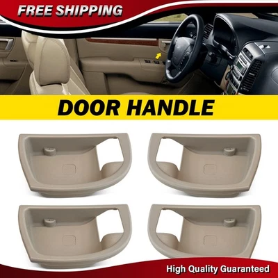 4 peças tampa interna de acabamento de maçaneta de porta bege para Hyundai Santa Fe 2007-2012 - Imagem 1 de 4