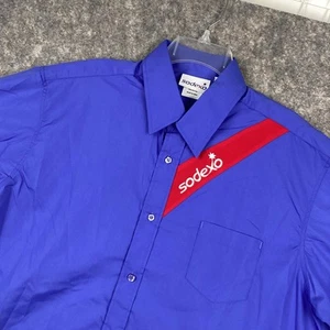 Sodexo Food Service Men’s Short Sleeve Button Front Shirt Royal Blue Size XL 657 - Picture 1 of 7