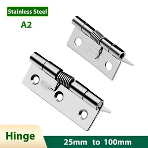 A2 Stainless Steel Spring Door Hinge Self Closing Hinges DIY Hardware Cabinet - Picture 1 of 18