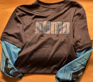 Puma sport-lifestyle Logo  Brown Long Sleeves T-shirt Youth Boys Small Sz 8 - Picture 1 of 7