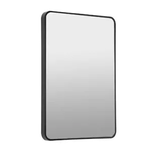 24 in. W x 36 in. H Rectangle Framed Black Metal Rounded Corner Vanity Mirror - Picture 1 of 7