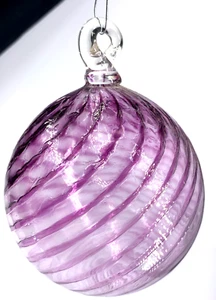 Art Glass Purple Ornament Witch Ball Orb Sun Catcher Globe Hand Blown 3" - Picture 1 of 5