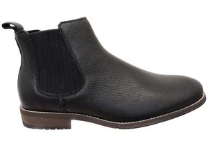Mens Hush Puppies Fin Comfortable Wide Width Leather Chelsea Boots - ModeShoesAU - Picture 1 of 7