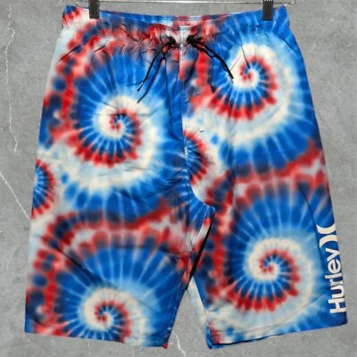 Hurley Logo 10.25" Inseam Boys' XL American Spiral Deep Royal Blue Swim Trunks - Image 1 of 2