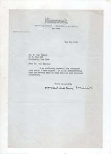 Malcolm Muir SIGNED 1941 letter by publisher of Newsweek & BusinessWeek magazine - Picture 1 of 5
