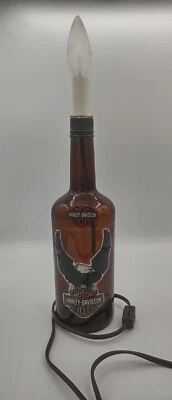Harley-Davidson Glass Bottle Homemade Lamp - Image 1 of 4
