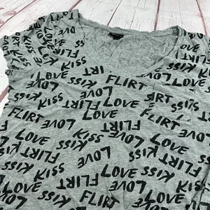 Torrid Plus Size 1X Spellout Short Sleeve V-Neck Tee Top Gray Cotton Blend - Picture 1 of 11
