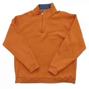 Paradise Collection Sweater Mens L 1/4 Zip Orange Pullover Long Sleeve Cotton - Picture 1 of 6