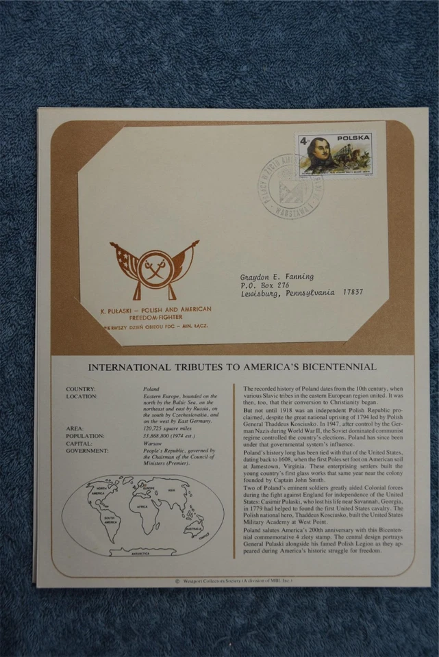 1975 Tributes to America's Bicentennial Souvenir Card - Poland - Image 1 of 1
