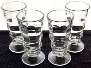 Vintage Glass 4 Clear Optic Colonial Design 12 oz Soda Milk Shake Tumblers - Picture 1 of 9