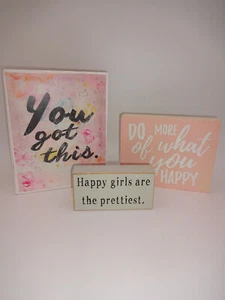 Lot 3 Signs PTM Images You Got Nielsen Bainbridge Do More Collins Happy Girls - Picture 1 of 6