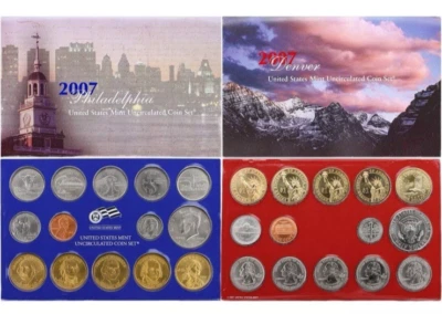 2007 P&D Mint Set Brilliant Uncirculated US with COAs 28 Coin Set NEW - Image 1 of 4