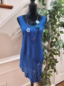 Grace Elements Women's Blue Rayon Scoop Neck Sleeveless Casual Top Blouse Size M - Picture 1 of 11