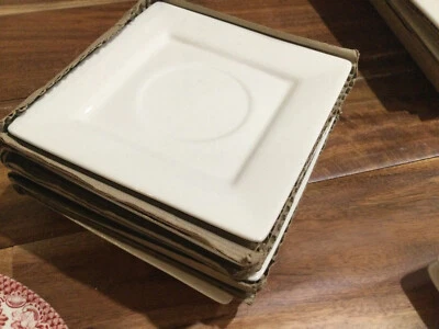 10 Strawberry Street Nova White set of 6  NEW saucers ONLY square 5'' - Image 1 of 3