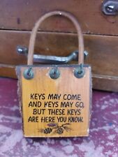 Vintage Hanging Wood Key Holder - 3 Key - 