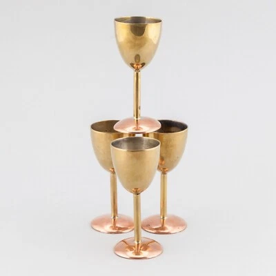 calici mini bicchieri - metallo lega - vintage - Set di 4 - Immagine 1 di 4