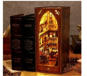 NEUF BEAU BRICOLAGE livre miniature coin lumière LED 3D puzzle maison de poupée kit - Photo 1/8
