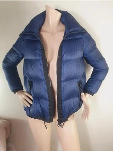 Tommy Hilfiger Womens Blue Check Duck Down Padded Jacket XS relaxed fit puffer - Picture 1 of 10