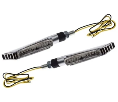 2x Lang Sequentiell Blinker LED Chrom M8 ECE E4 für Motorrad Moped Mofa Quad ATV - Bild 1 von 4