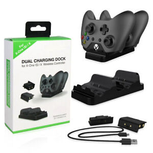 XBOX ONE Dual Charging Dock Station Controller Charger w/ 2 Rechargeable Battery