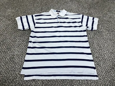 Gant Polo Shirt Mens Size XL White Navy-Blue Striped Rugby Short Sleeve Cotton* - Image 1 of 4