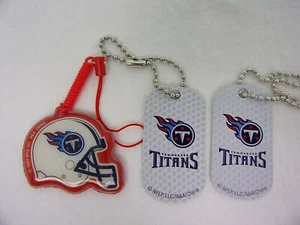 3 NFL Tennessee Titans Logo Dog Tags Keychain Necklace Screen Cleaner - Picture 1 of 2