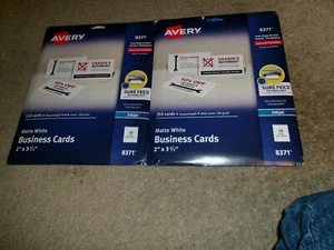 2X Avery 8371 Business Cards Inkjet 2" x 3 1/2" Matte White. 250 Cards - Afbeelding 1 van 2
