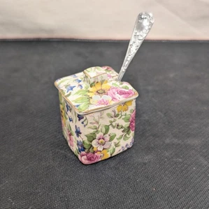 Royal Winton Summertime Chintz - Caja de gelatina de mermelada de mostaza con tapa - Imagen 1 de 8