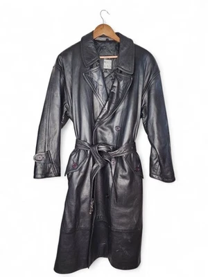 Gabardina de cuero vintage Michael Hoban North Beach años 80 en negro talla 38 Foto 1 de 4